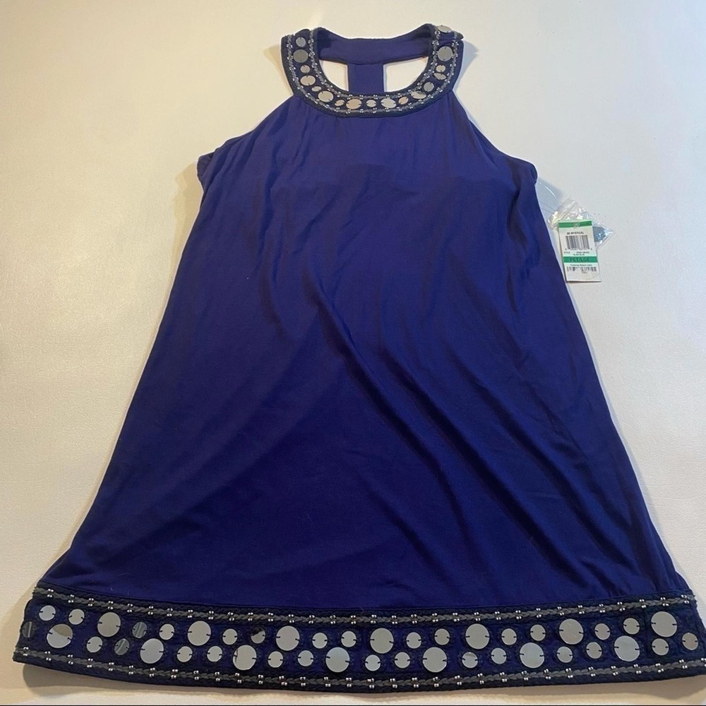 NWT INC International Concepts Size PL Royal Blue Halter Dress W Silver Sequins